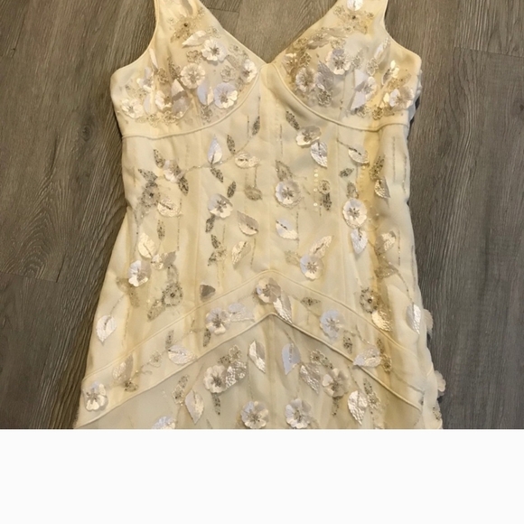 ISO: Sue Wong Ivory Floral Appliqu Mini Dress -  threedaughtersproperties.com